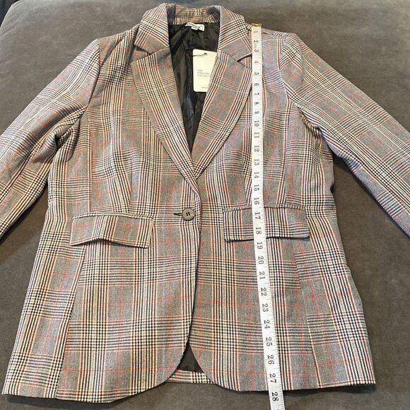 Women’s Oversized Casual Notched Lapel Jacket One Button Plaid Size M NWT - Picture 6 of 10